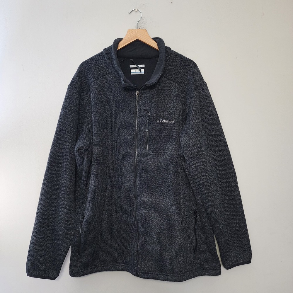 Columbia Fleece Jacket Mens XL Gray Full Zip Weather Heather Omni Wick